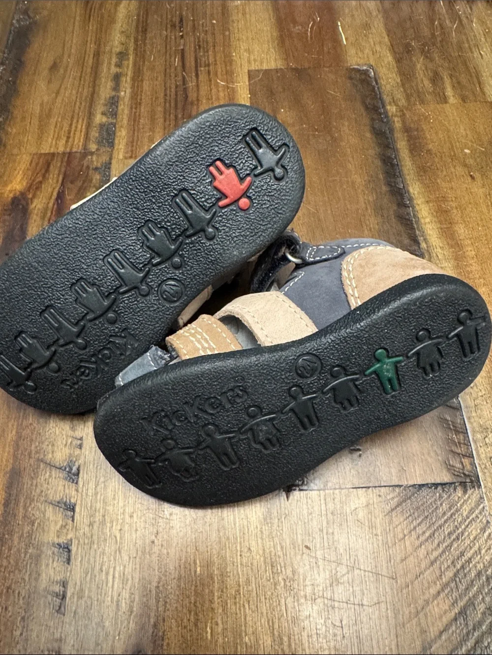 KICKERS Leather Kids Brown, Tan and Blue Sandals
